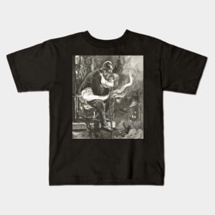 Victorian fireman rescuing a child Kids T-Shirt